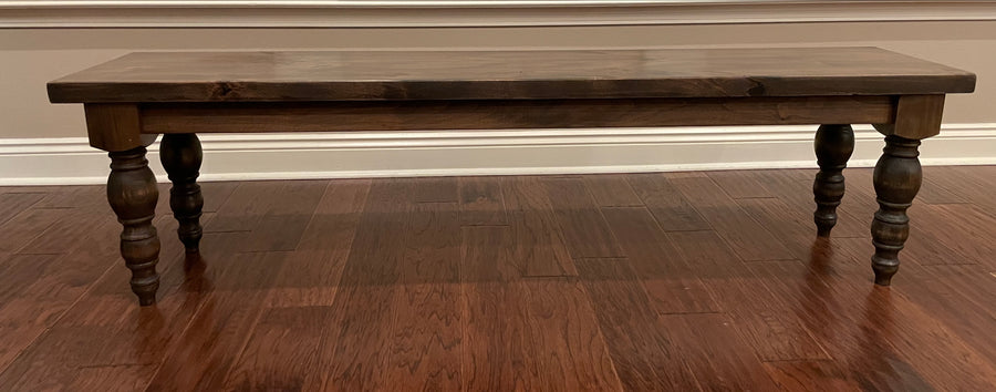 The Virginia Dining Bench — solid hardwood dining bench handcrafted in Benton, Arkansas