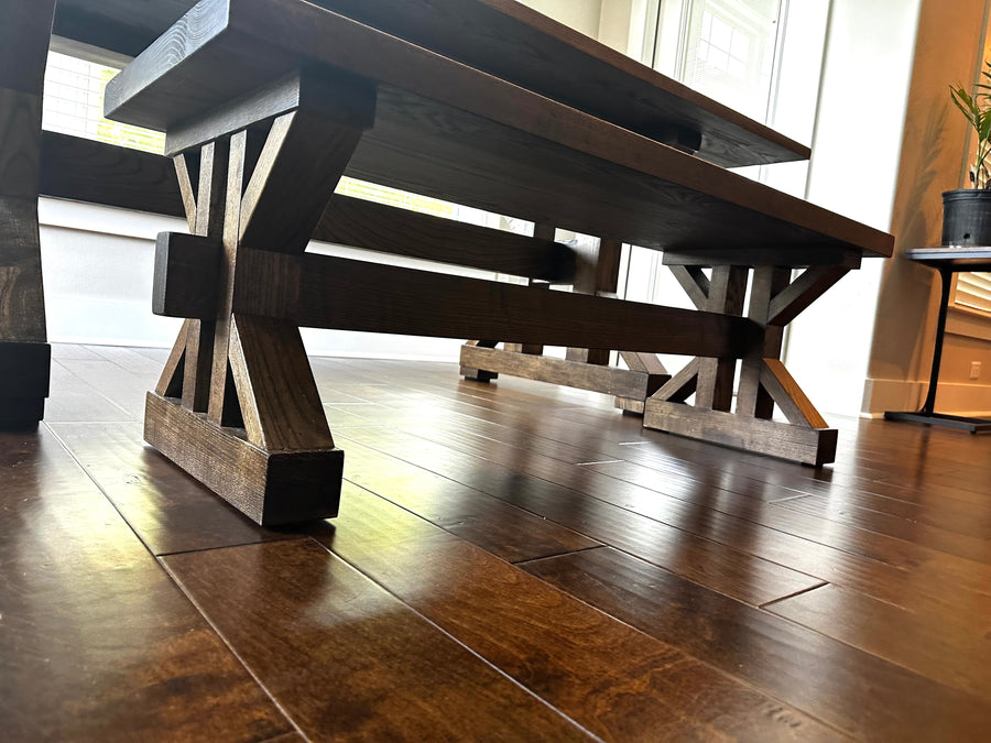 Joanne Bench — solid hardwood dining bench handcrafted in Benton, Arkansas