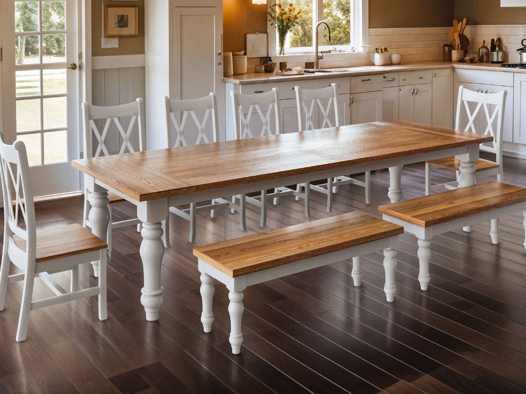 Jill Dining Table Set With 6 XX (X) Back Chairs and Bench Option (discounts applied)