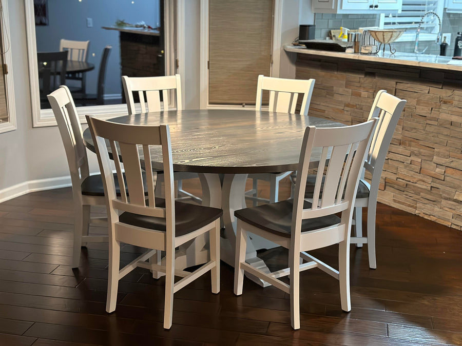The Reed Round Table — solid hardwood round dining table handcrafted in Benton, Arkansas